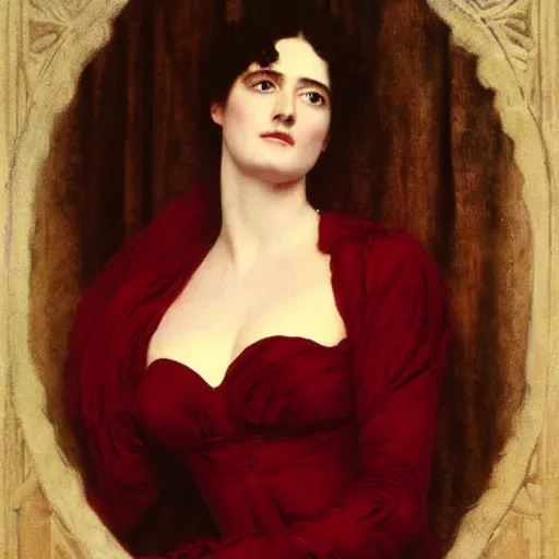 Image similar to portrait en buste of eva green in an edwardian dress by frederic william burton and frederic leighton, abundantly detailed, perfectly detailed eyes
