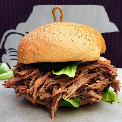 Image similar to monster that looks like a pulled pork sandwich