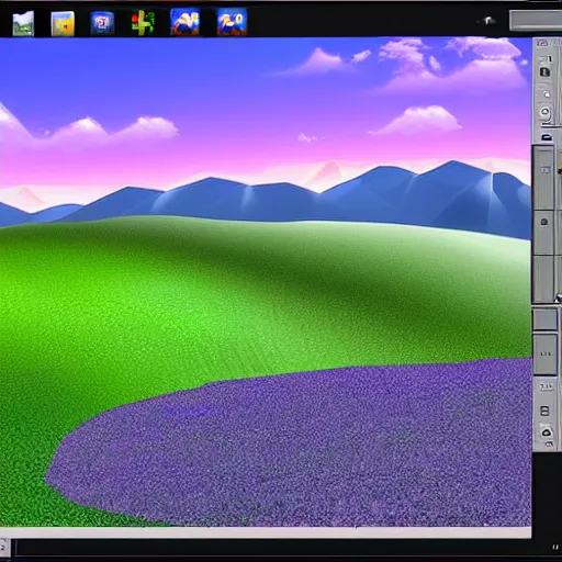 Prompt: windows xp background in pixel featured artstation