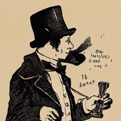 Image similar to a rabbit dressed up as sherlock holmes, book illustration