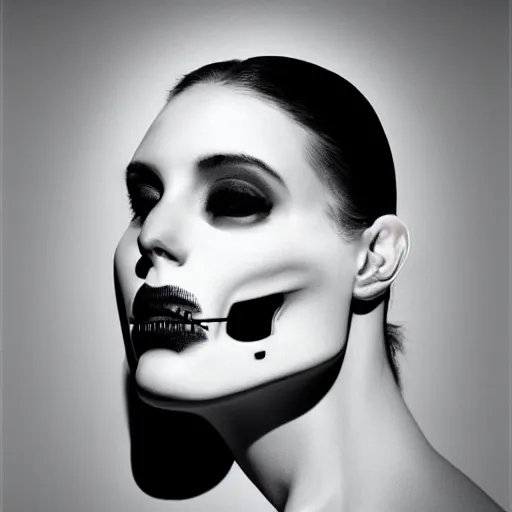 portrait photo of a woman with a 3D skull instead of a | Stable ...