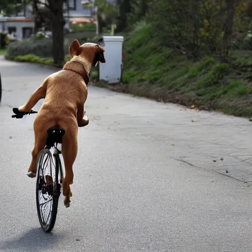 Image similar to a dog riding a bike