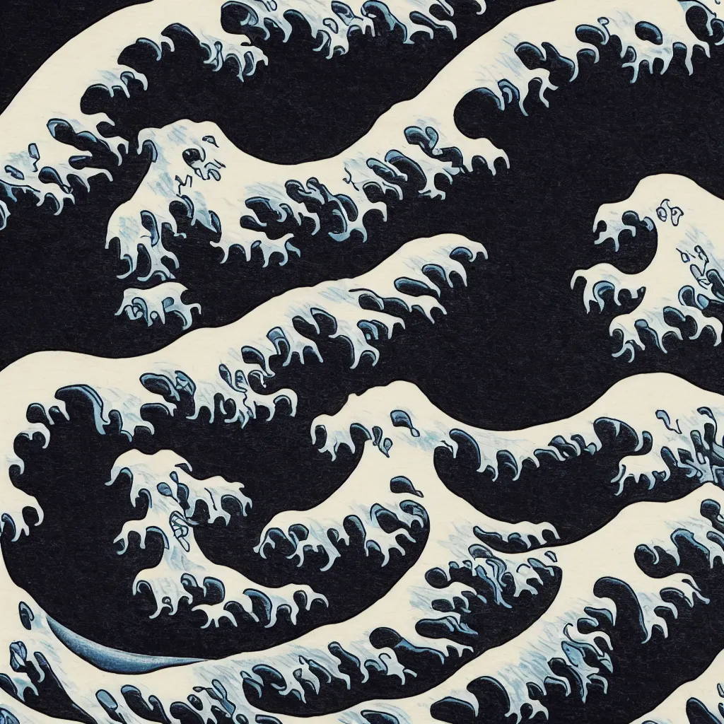 Prompt: The Great Wave off Kanagawa, black and white tattoo, hyperreal, detailed , 4k