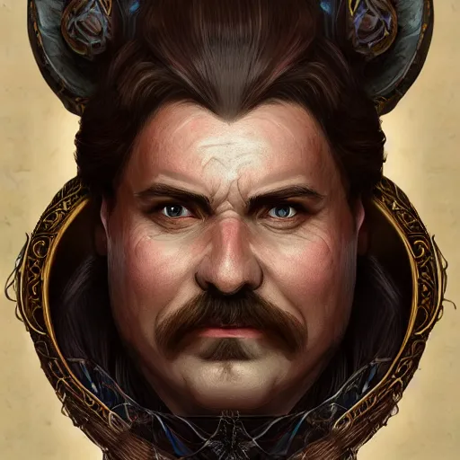 Prompt: Portrait of human bard named Lech Wałęsa, very beautiful, D&D, compound eyes, fantasy, intricate, elegant, highly detailed, digital painting, trending on artstation, concept art, smooth, sharp focus, RPG rulebook illustration, art by Tyler Jacobson