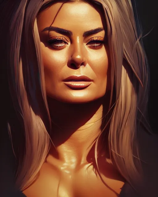 Image similar to highly detailed vfx portrait of, carmen electra by stephen bliss, chalk, unrealengine, greg rutkowski, loish, rhads, beeple, chalk, makoto shinkai and lois van baarle, ilya kuvshinov, rossdraws, tom bagshaw, basil gogos