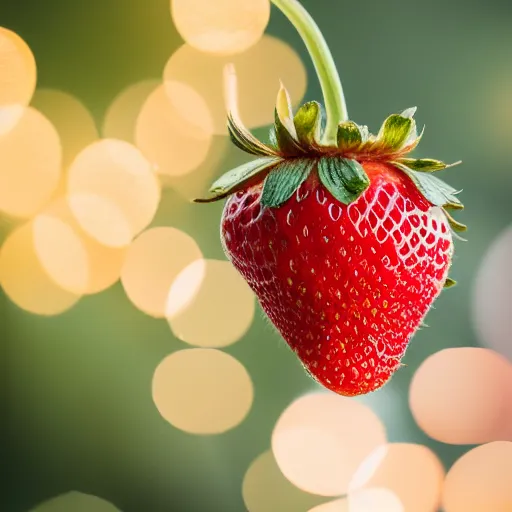 Prompt: high quality presentation photo of a strawberry gold color, photography 4k, f1.8 anamorphic, bokeh, 4k, Canon, Nikon