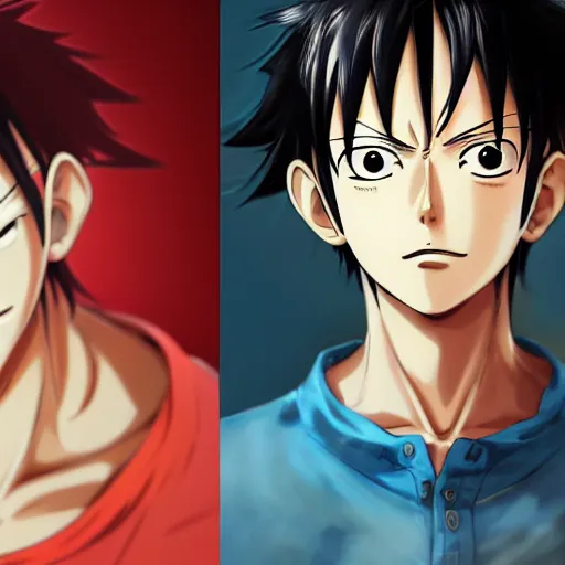 Image similar to anime portrait of Monkey D. Luffy as an anime boy by Stanley Artgerm Lau, WLOP, Rossdraws, James Jean, Andrei Riabovitchev, Marc Simonetti, and Sakimichan, trending on artstation