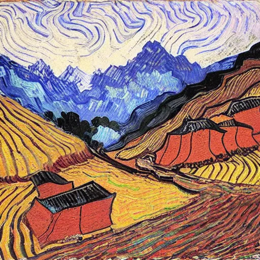 Image similar to nepal in van gogh style