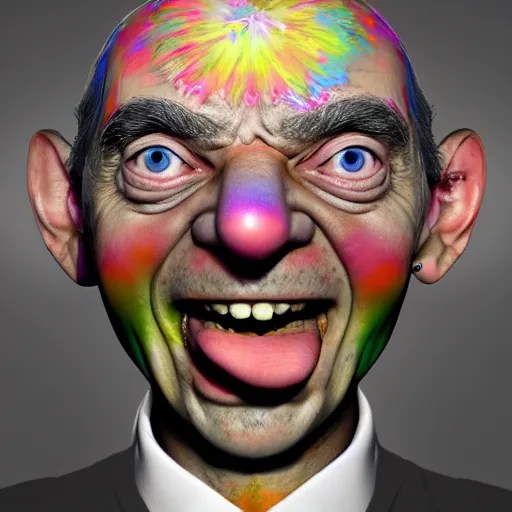 Prompt: Very very very very highly detailed epic central composition photo of Mr Bean ahegao face, intricate, happy colors, extremely detailed, digital painting, smooth, sharp focus, illustration, volumetric lighting, incredible art by Brooke Shaden, artstation, concept art, Octane render in Maya and Houdini