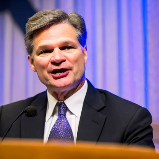 Image similar to fbi director Christopher wray as a clown, photo 55mm, f/1.3