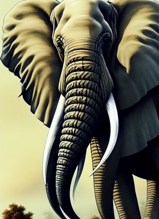 Image similar to an elephant that's dysfunctional, elegant, sharp focus, illustration, highly detailed, digital painting, concept art, matte, art by wlop and artgerm and ivan shishkin and andrey shishkin, masterpiece