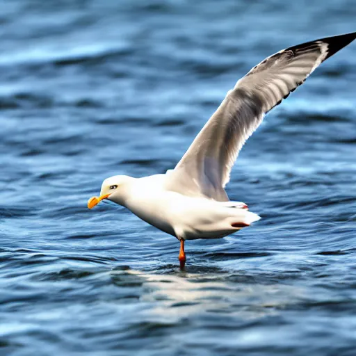 Image similar to a seagull evolved to live underwater