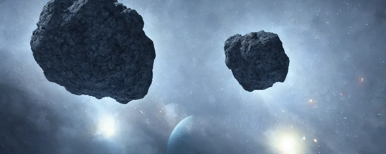 Prompt: asteroid made of diamonds, [ cinematic, detailed, epic, widescreen, opening, establishing, mattepainting, photorealistic, 4 k, octane render, art by greg rutkowski ]