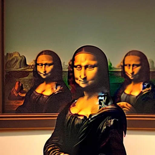 Image similar to mona lisa angry on the museum visitors