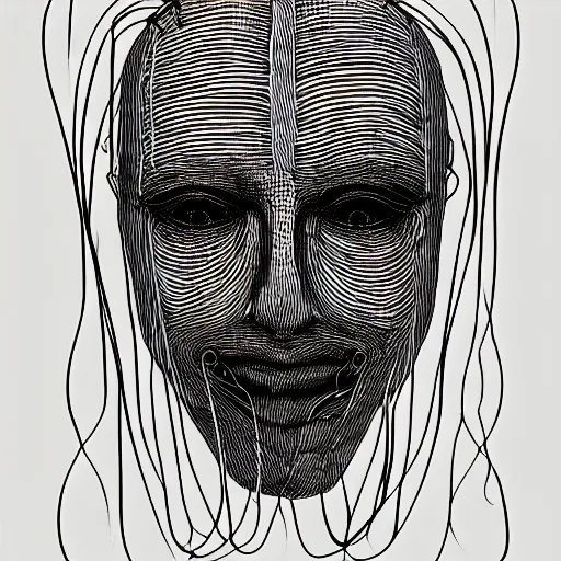 Image similar to a face made of wires