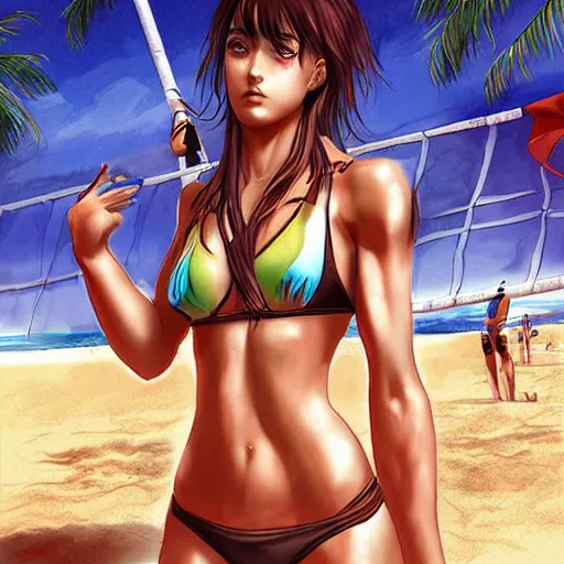 Image similar to dead or alive extreme beach volleyball drawn by artgerm