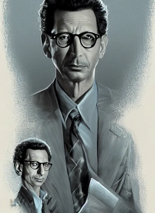 Prompt: portrait of Jeff Goldblum in The Fly (1986), highly detailed, centered, solid color background, digital painting, artstation, concept art, smooth, sharp focus, illustration, Basil Gogos, Joseph Christian Leyendecker, Les Edwards, Ed Repka, WLOP, Artgerm