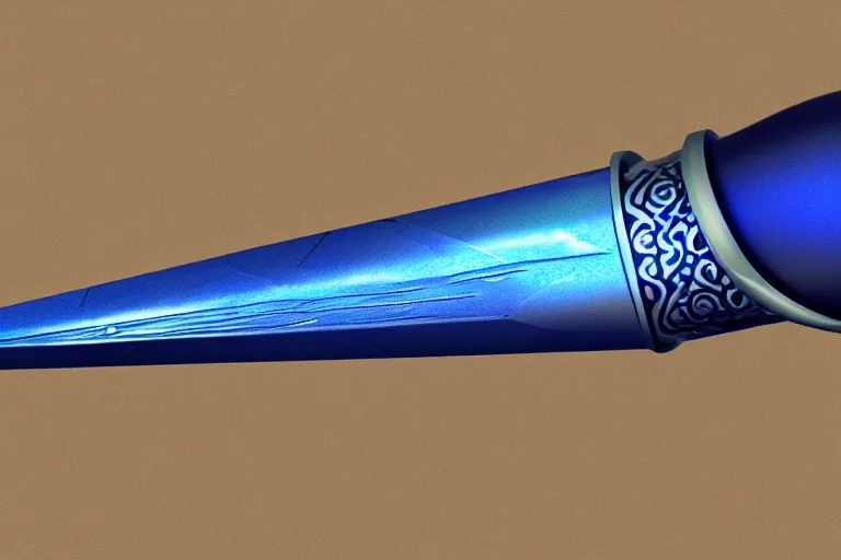 Image similar to arabian saber, object, close - up, blue edge, curved blade, obsidian metal, artstation, intricate