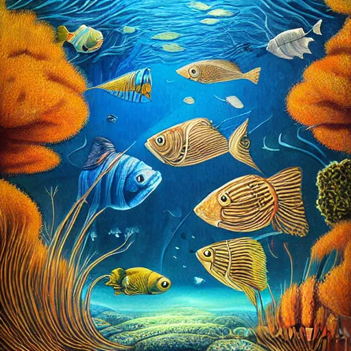 Prompt: fish painting by Yacek Yerka