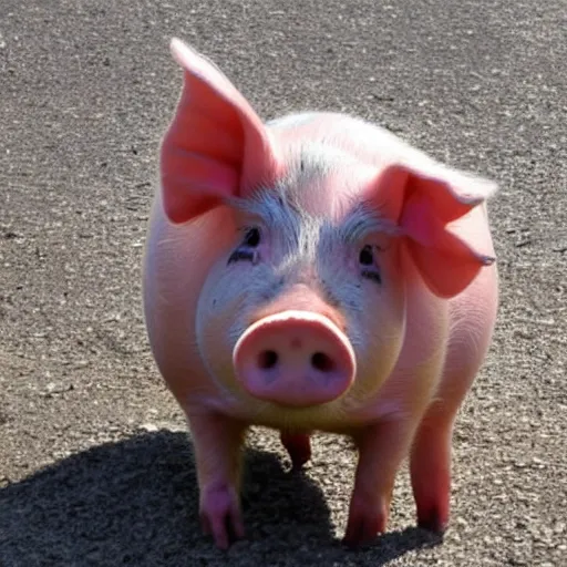 Prompt: cute pig wearing orange inmate clothes