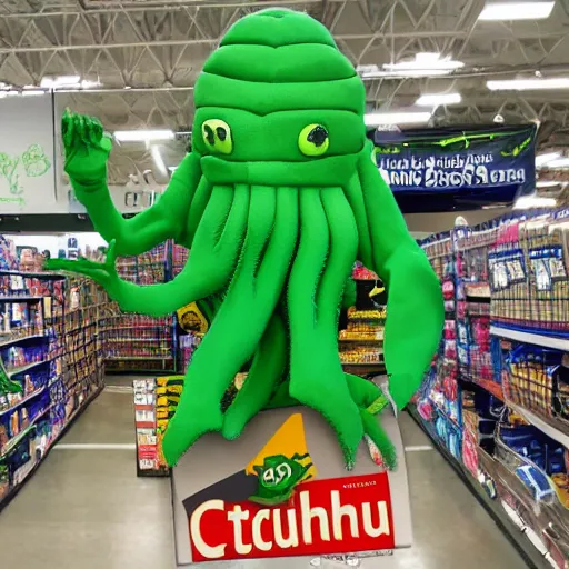 Prompt: cthulhu goes shopping at walmart