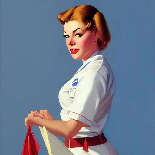 Prompt: portrait of a nurse, expressive pose, ephemeral, highly detailed, digital painting, artstation, concept art, smooth, sharp focus, by gil elvgren