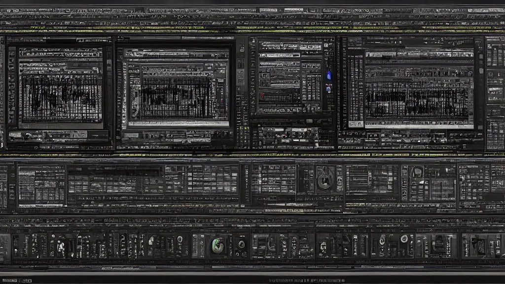 Image similar to winamp skin, VST, style of Giger, H. R. GIGER, 4K