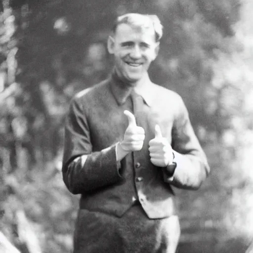 Image similar to photograph of wilson giving a big thumbs up to the camera