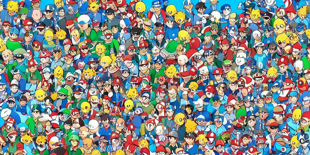 Image similar to find Waldo in a Pokémon city