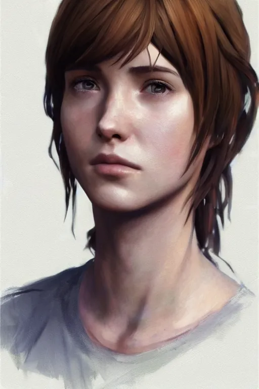 Image similar to detailed concept art portrait of max caulfield from life is strange, on a depth of field background, artstation, award - winning realistic sci - fi concept art by jim burns and greg rutkowski, beksinski, a realism masterpiece, expressive color palette, james gilleard, bruegel, alphonse mucha, and yoshitaka amano