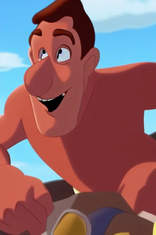 Image similar to portrait of gigachad, screenshot of an animated film by walt disney, 1 9 9 8