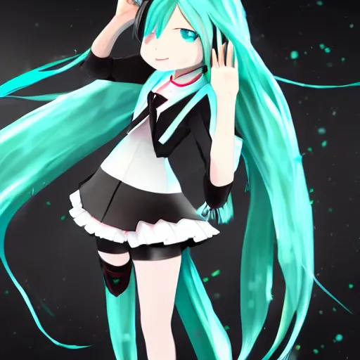 Prompt: Hatsune Miku in RWBY style