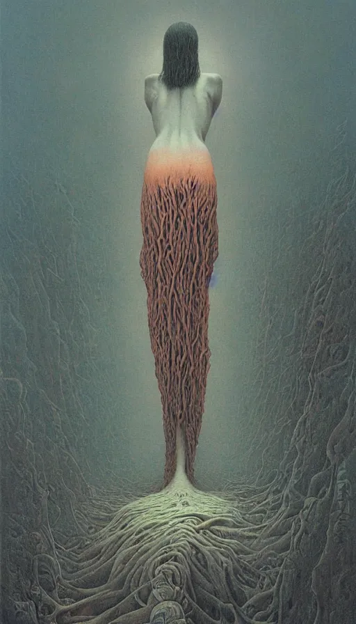 Prompt: psytrance artwork, by zdzisław beksinski