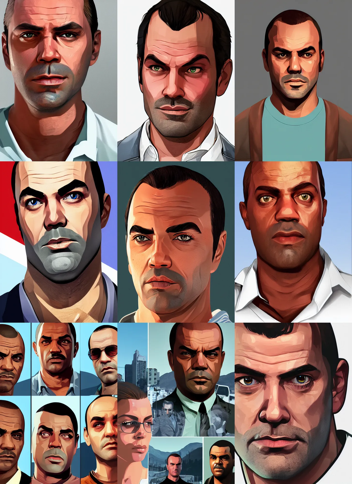 Prompt: flat cell shaded gtav character beautiful face, boxart