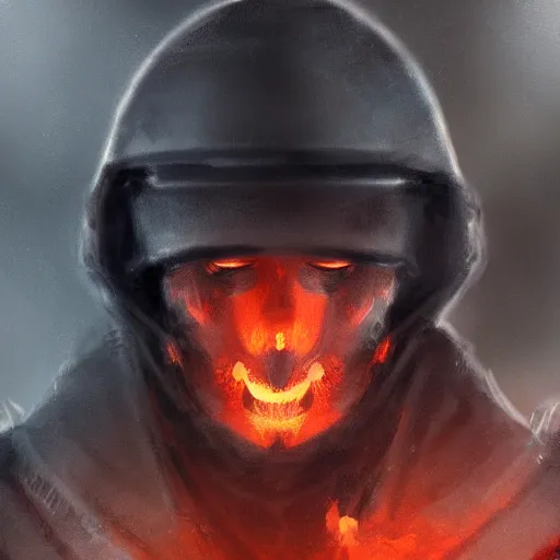 Image similar to portrait of a cold fire warrior, fantasy, concept art, digital painting, dramatic lighting