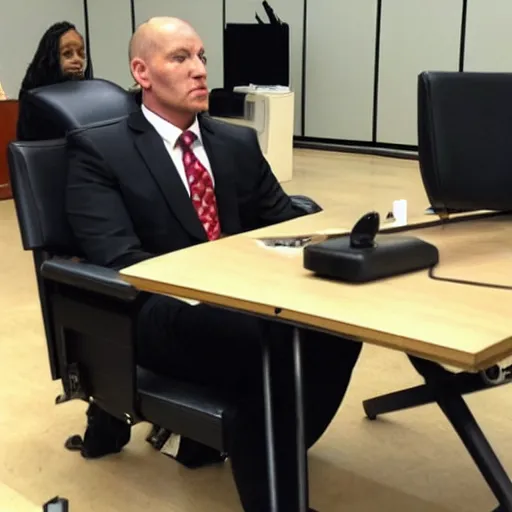 Image similar to robocop in court working as judge