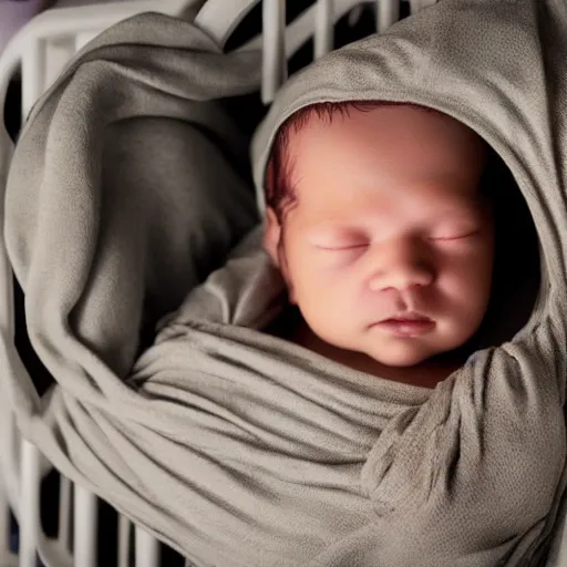 Image similar to baby alien in an alien crib