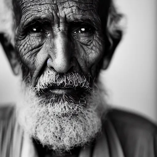 Image similar to black and white photo, portrait of 80 year old afghan man by richard avedon, realistic, Leica, medium format, cinematic lighting, parallax, high resolution,