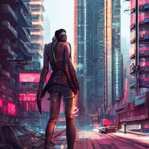 Image similar to cyberpunk people on desolate street, artgerm, highly detailed, hyper realistic, communist future