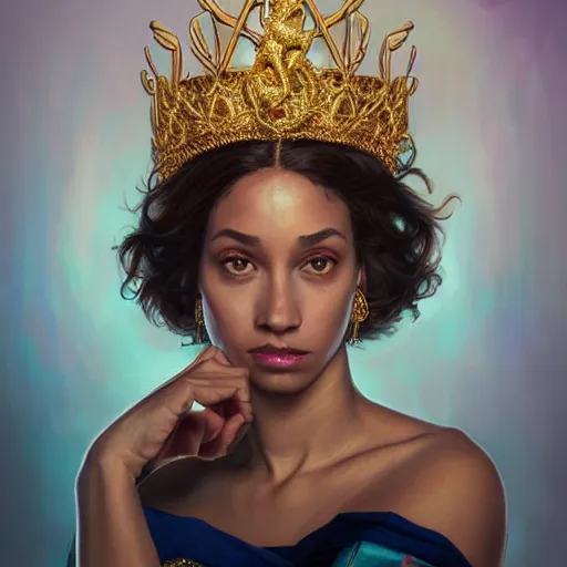 Image similar to highly detailed portrait of an drake hitting on your mom wearing a gold crown and gold chains, realistic portrait, symmetrical, highly detailed, digital painting, artstation, concept art, smooth, sharp focus, illustration, cinematic lighting, art by artgerm and greg rutkowski and alphonse mucha