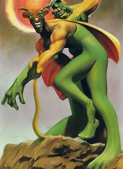 Image similar to gumby as reimagined by frank frazetta and boris vallejo