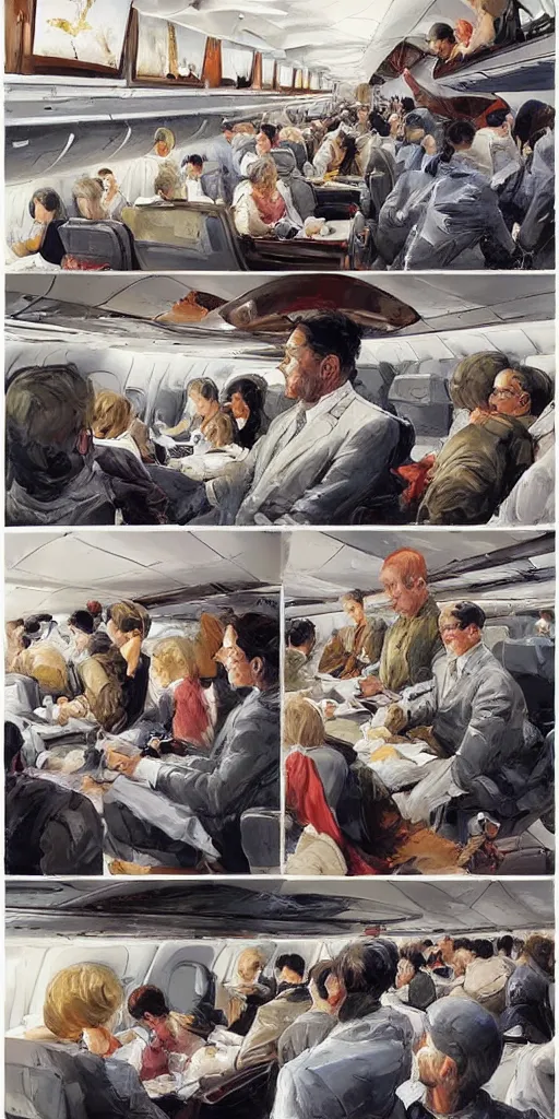 Image similar to oil painting scene from airplane by kim jung gi