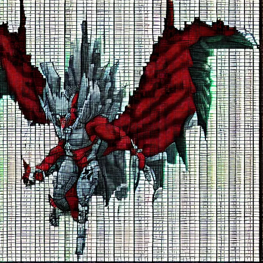 Image similar to Bahamut in a pixel art style