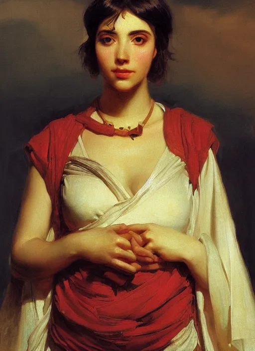 Prompt: close up portrait of an ancient greek, by ilya kuvshinov, by thomas lawrence, by bayard wu, symmetrical