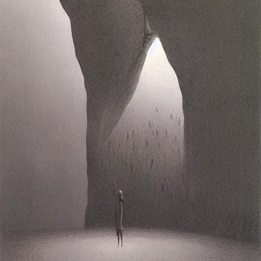 Prompt: the creature calls out by Zdzisław Beksiński