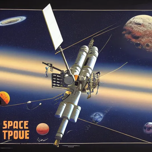 Prompt: space probe, symmetric, highly detailed, 4 k, 1 9 6 0 poster