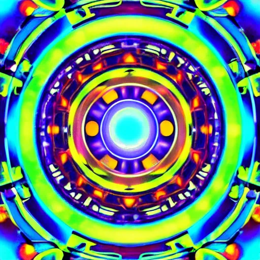 Image similar to cyberpunk neon colored blackhole mandala eye art