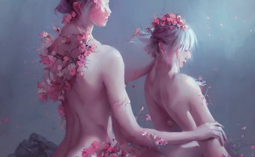 Image similar to a painting of a nymph 🌸🌸🌸 trending on artstation in the style of greg rutkowski, sensuality, fashion