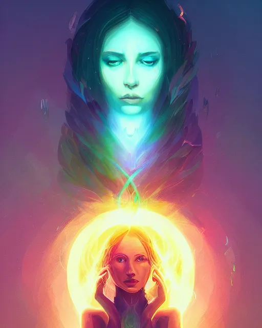 Prompt: earth priestess organic overgrowth portrait, artgerm, flowers, vortex, radiant halo of light, alena aenami, fire and water, liquid smoke, artstation