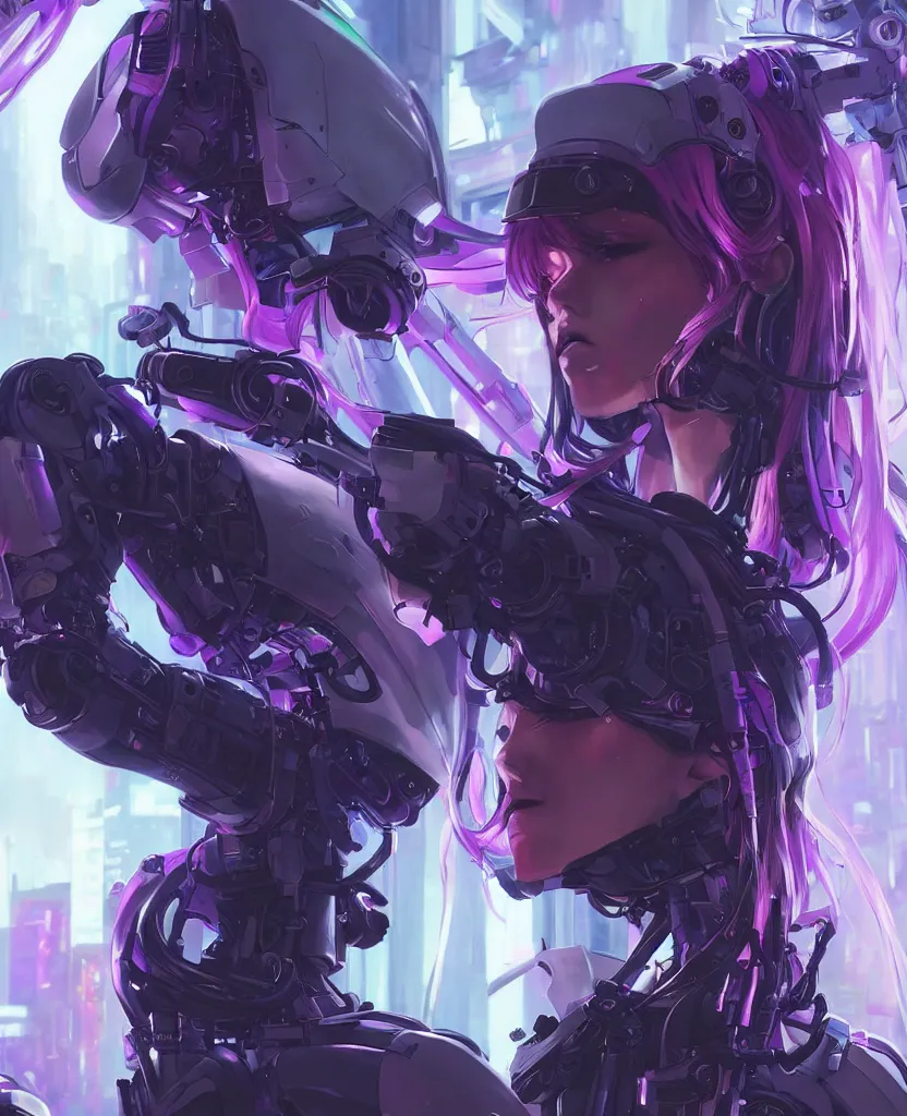 A beautiful painting of a cyberpunk anime girl with, Stable Diffusion